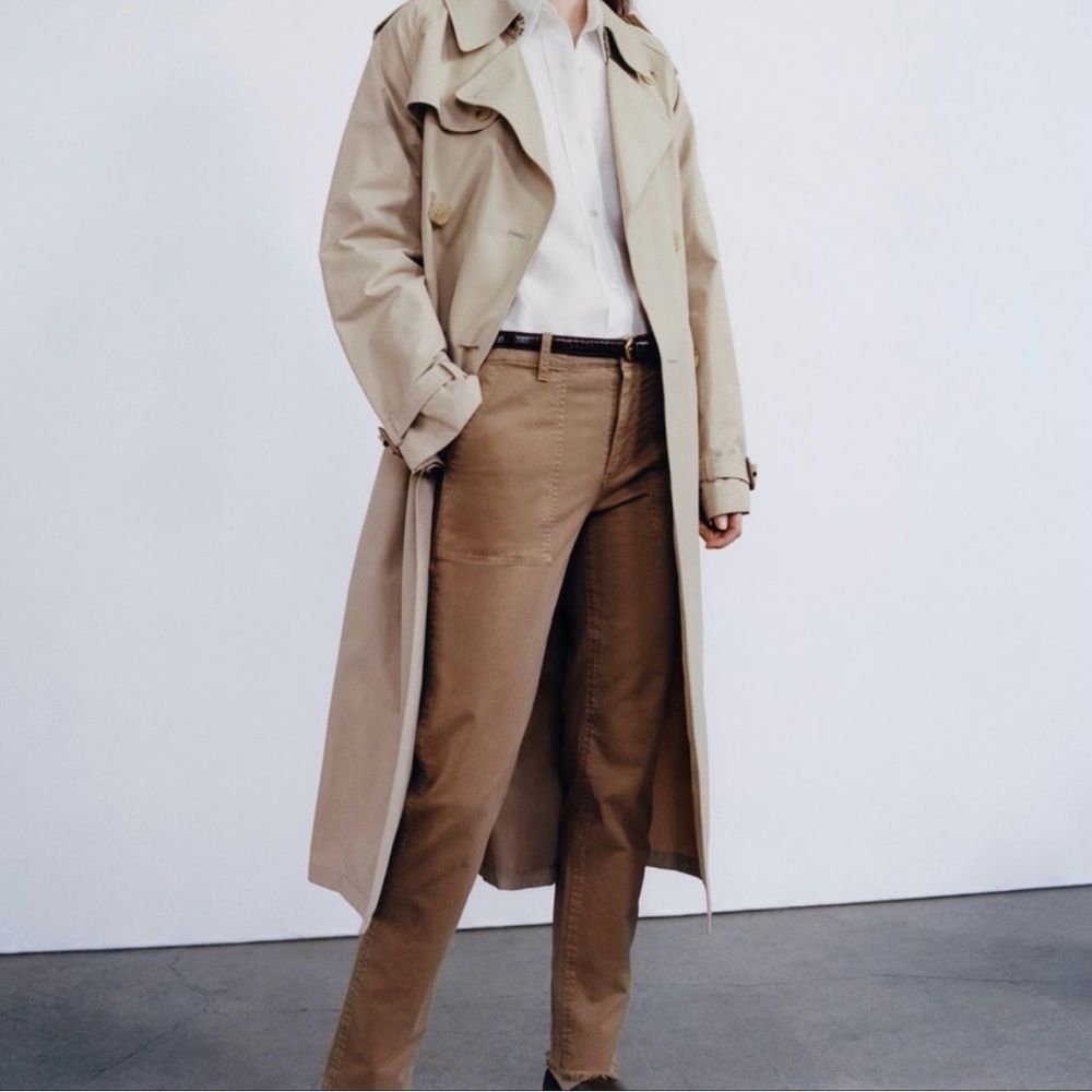Nili Lotan Jenna Pants Women's Slim Fit Cargo Utility Coffee Brown Raw Hem Sz 6